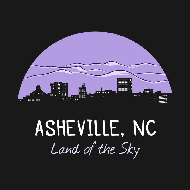 Asheville Cityscape Mountains - Land of the Sky - Purple 07 by AVL Merch