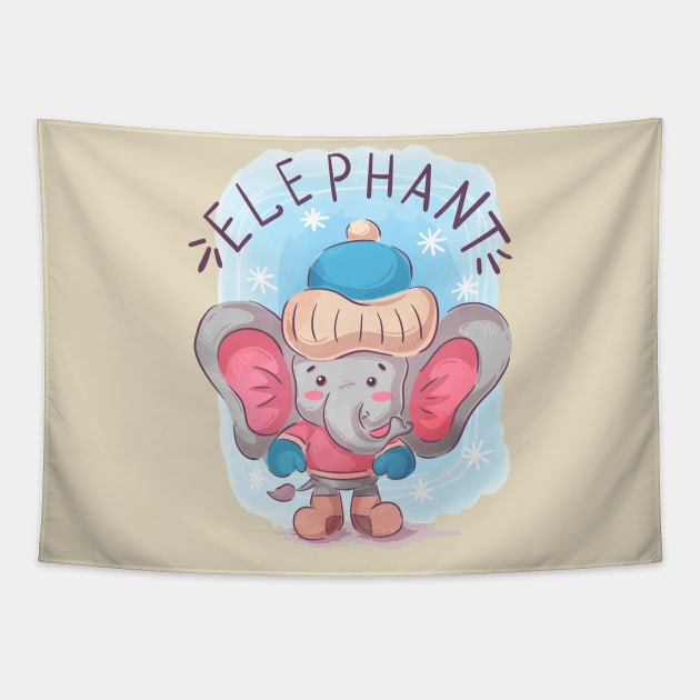 elephant cartoon Tapestry by Mako Design 