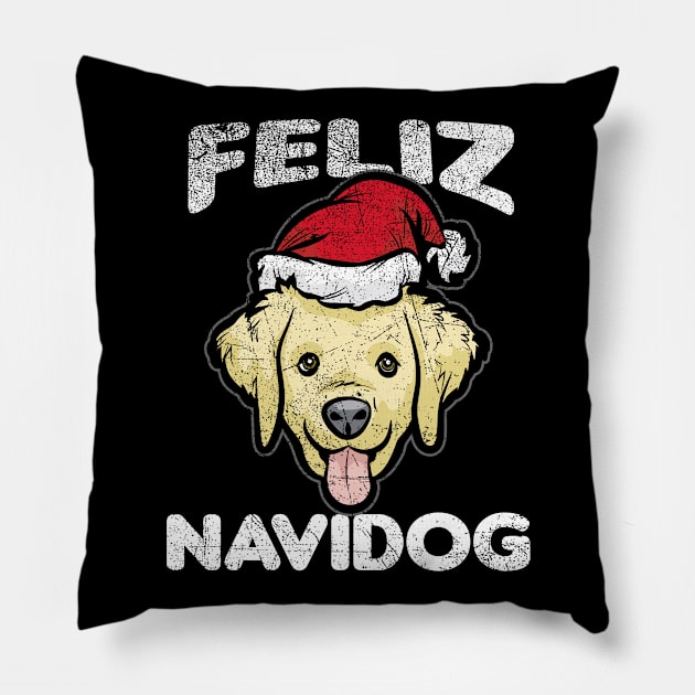 Christmas-Santa Feliz Navidog Pillow by AlphaDistributors