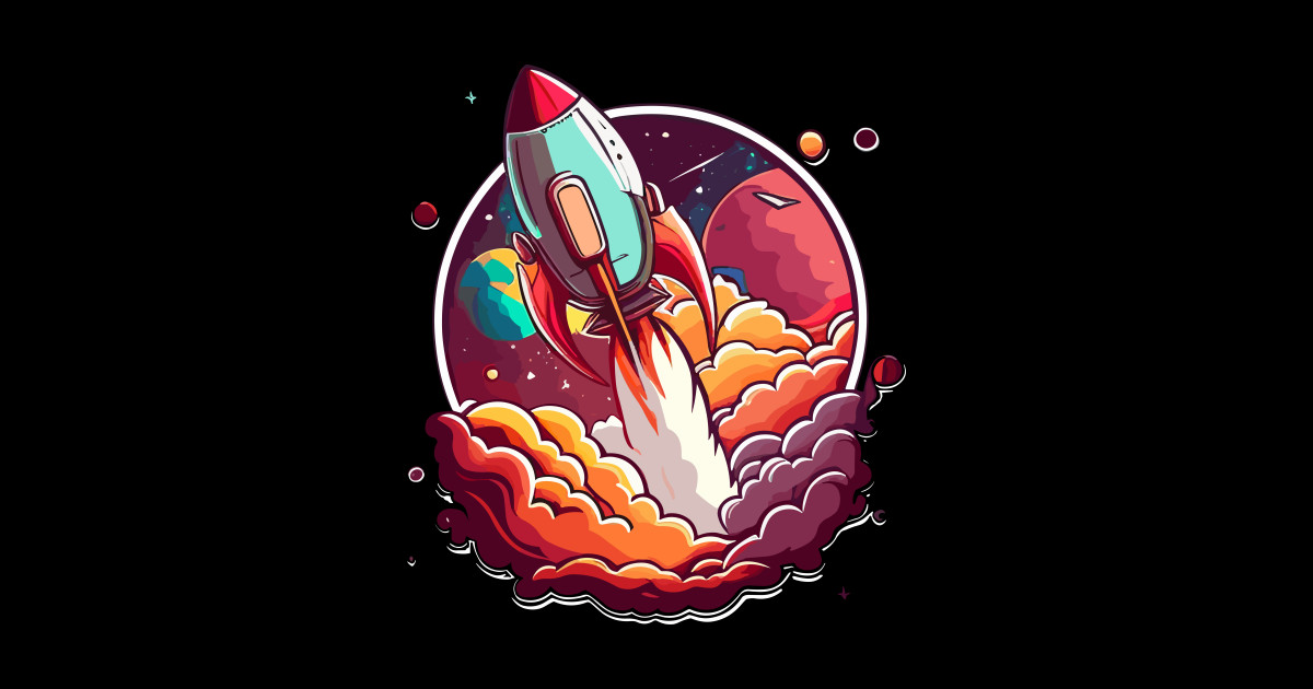Cartoon rocket ship - Rocket Ship - Sticker | TeePublic