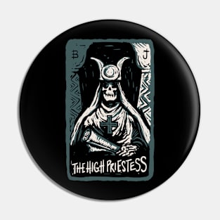 The High Priestess Skeleton Skull Tarot Card Pin