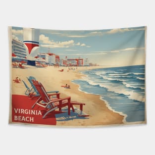 Virginia beach United States of America Tourism Vintage Poster Tapestry