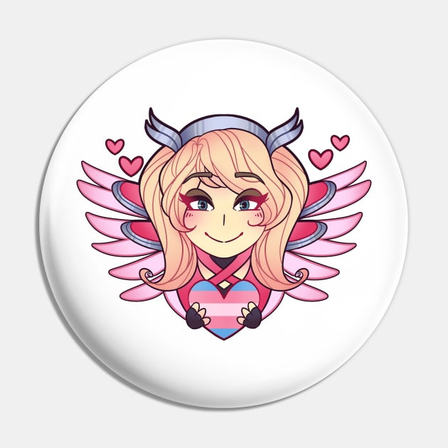 Pink Mercy Trans Pride Pin by danirc_art