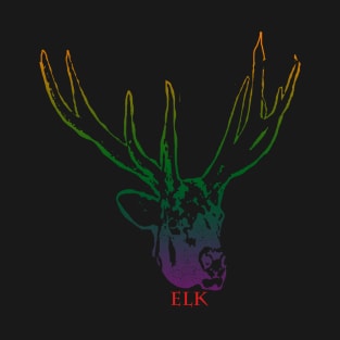 The elk head is Violet, Green, Orange T-Shirt