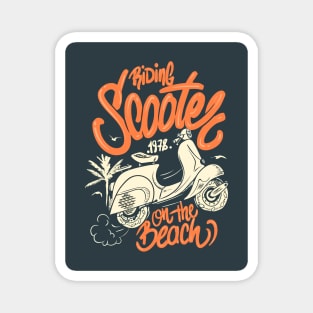 RIDING SCOOTER ON THE BEACH Magnet