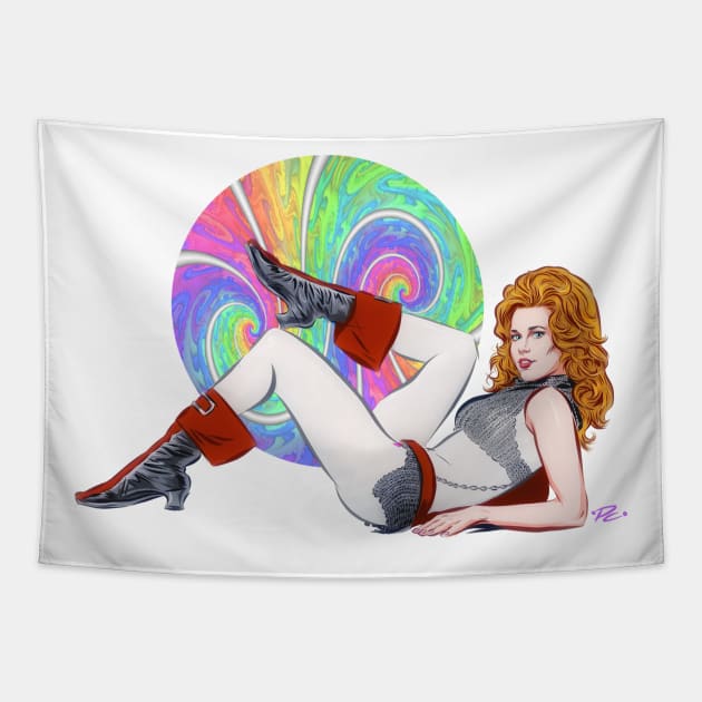 Jane Fonda - An illustration by Paul Cemmick Tapestry by PLAYDIGITAL2020