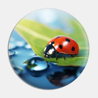 Ladybug Dewdrop Nature Serene Tranquil Pin