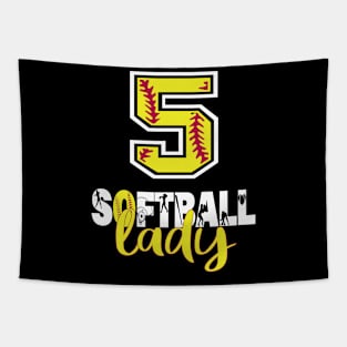 5th Birthday Softball Lady Girl 5 Years Old Softball Lover design Tapestry