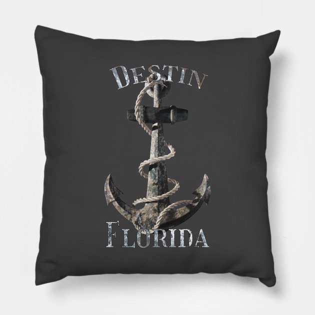 Destin Florida Vacation Nautical Anchor Sailing Pillow by macdonaldcreativestudios