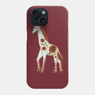 Albino Giraffe with Red Poppy Flowers Phone Case