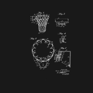 Basketball Goal Vintage Patent Drawing T-Shirt