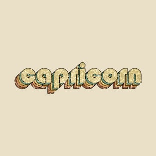 Capricorn // Vintage Rainbow Typography Style // 70s T-Shirt