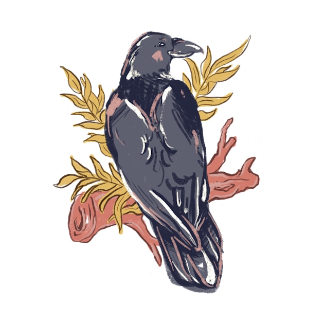 Graphic Fall Crow by livelonganddraw