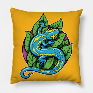 Blue Salamander Pillow