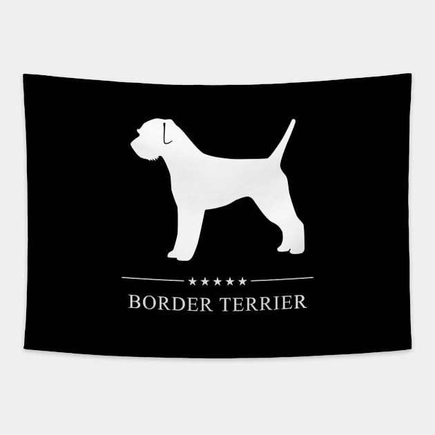 Border Terrier Dog White Silhouette Tapestry by millersye