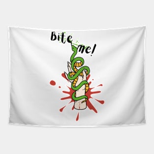 Bite me cartoon snake design Tapestry