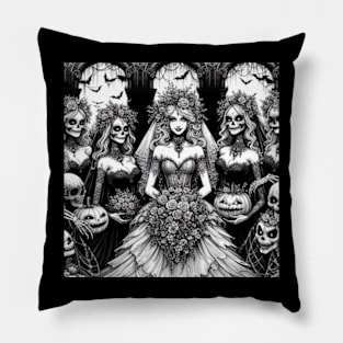 Halloween Bride and Bridesmaids Pillow