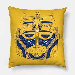 Navy Gold African Mask No 8 Pillow