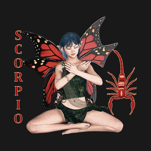 Scorpio fairy meditating with scorpion symbol by Fantasyart123