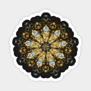 Mandala of the Golden Peacock Feathers Magnet