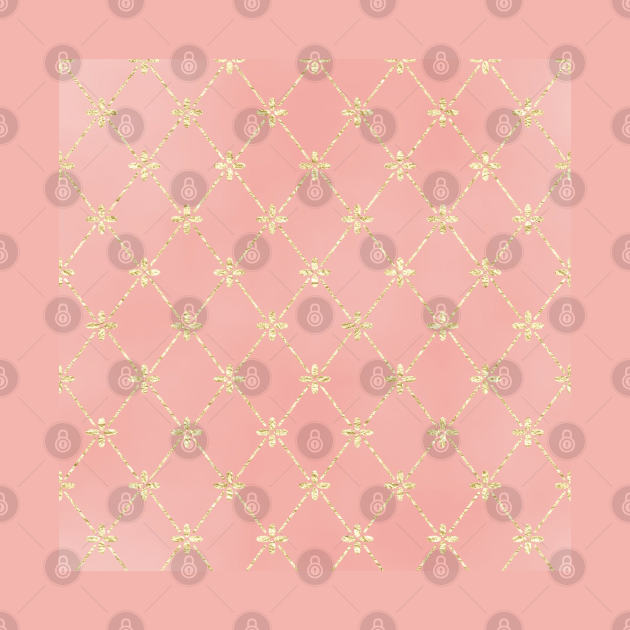 Gold Foil Floral Lattice - Peach by Yirisoft