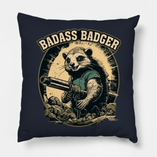 Badass Badger - Defender Of Territories Pillow