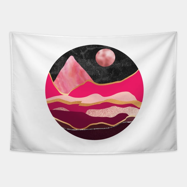 Pink glitter abstract mountain landscape Tapestry by CharlieCreates