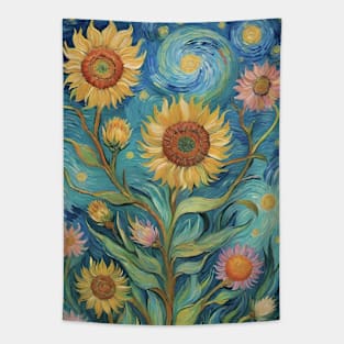 Van Gogh's Sunflower Reverie: A Floral Ode Tapestry