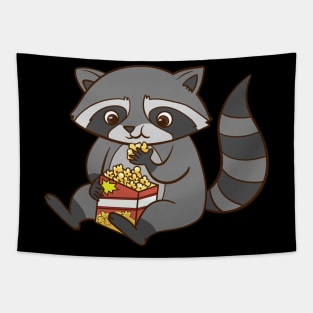 A cute raccoon eats popcorn. Tapestry