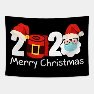 Merry Christmas 2020 Quarantine Christmas Santa Face Mask Tapestry