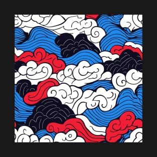 Ocean waves pattern Hiroshi Nagai umi no nami T-Shirt