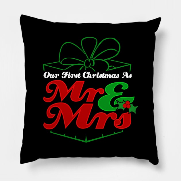 Cute First Christmas As Mr. & Mrs. Newlyweds Pillow by theperfectpresents