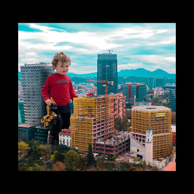 My son building a palace in Tirana by Florian Sallo