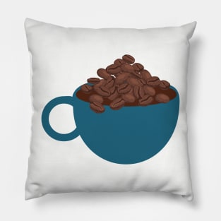 Coffee. Cup Of Bean. Retro Teal Cup Graphic Pillow