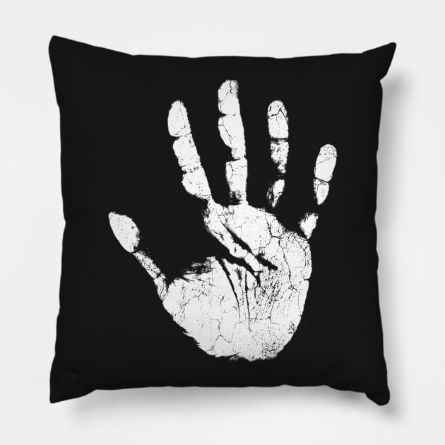 White Hand Print Pillow by ClothedCircuit