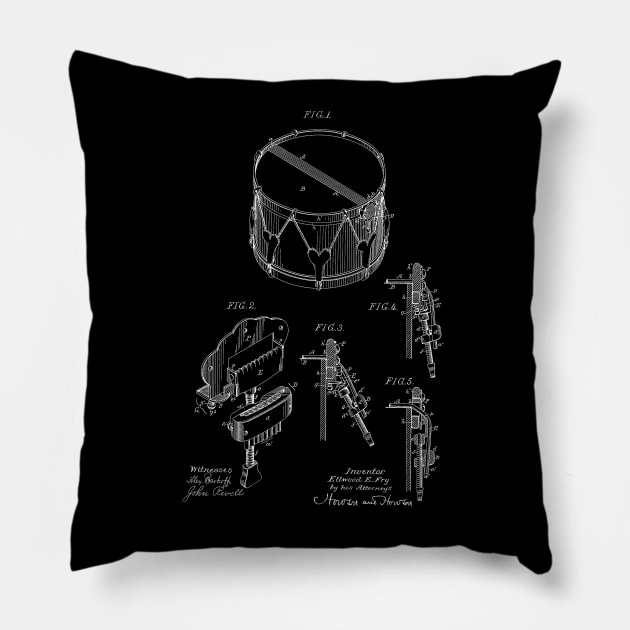 Snare Drum Strainer Vintage Patent Drawing Pillow by TheYoungDesigns