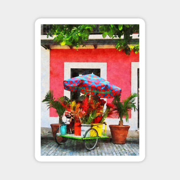 San Juan, Puerto Rico - Flower Cart Magnet by SusanSavad