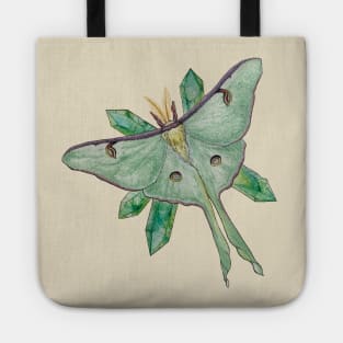 Actias luna with green fluorite points Tote