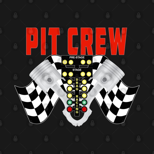 Pit Crew with Racing Flag Racing Tree and Pistons by Rosemarie Guieb Designs