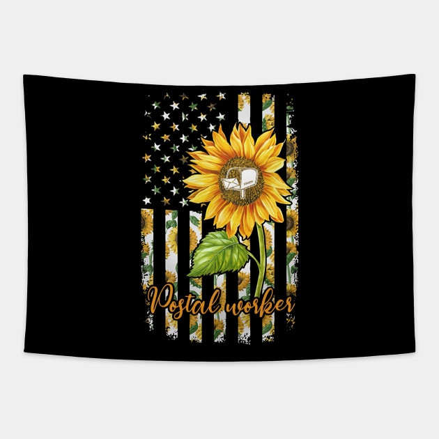 Postal Worker Flag - Sunflower Tapestry by janayeanderson48214