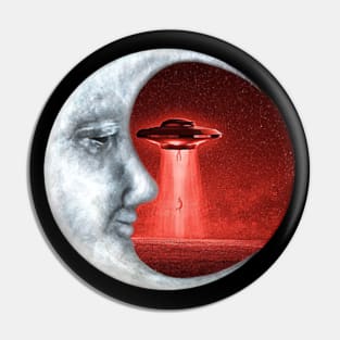 Moon Crescent - Alien Abduction (Red) Pin