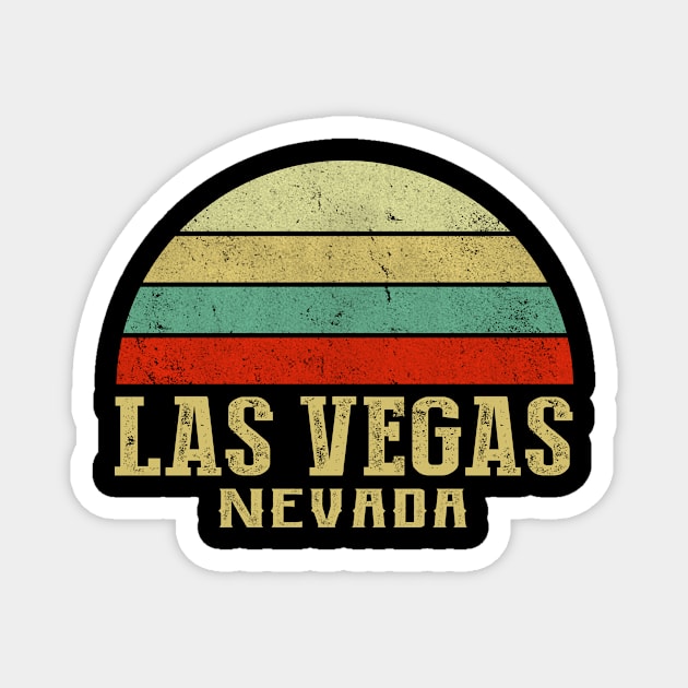 LAS VEGAS NEVADA Vintage Retro Sunset Magnet by LIPTIN