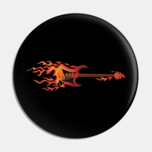 Electric Guitar Fire Illustration Pin