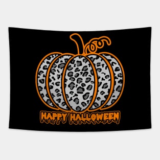 Leopard Print Pumpkin Halloween tee Tapestry