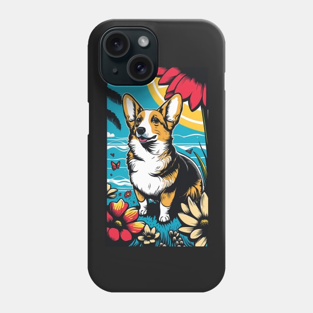 Corgi Dog Vibrant Tropical Flower Tall Retro Vintage Digital Pop Art Portrait 2 Phone Case by ArtHouseFlunky