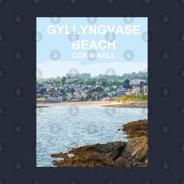 Gyllyngvase Falmouth Cornwall. Cornish gift. Travel poster by BarbaraGlebska