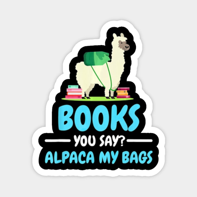 Funny Books T shirt Alpaca Llama Reading Gift for Men Women Magnet by AstridLdenOs