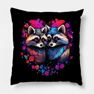 Raccoon Couple Valentine Pillow