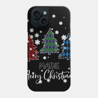 Maine Merry Christms Buffalo Plaid Xmas Tree  Phone Case