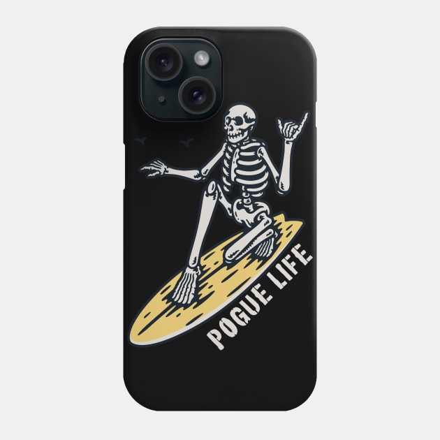 Pogue Life Surfing Skeleton Phone Case by Golden Eagle Design Studio